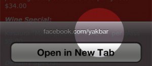 Yak Bar links to wrong profile on Facebook.