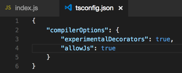 tsconfig.json for experimentalDecorators warning in VScode